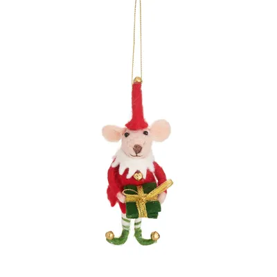 Produktbild von Weihnachtself Maus Filz Weihnachthänger - Sass & Belle
