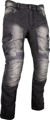 Produktbild von Herren Motorrad Jeans Hose Bikerjeans mit Protektoren in Grau verwaschen(W38 / L32)
