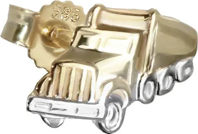 Produktbild von Einzel Lkw Truck 585 Gold 14 Karat Ohrstecker Bicolor 10*7mm Ohrring Männer 4850