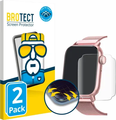 Produktbild von 2x BROTECT Fullscreen Schutzfolie für Sanorum Smartwatch 1.85" Displayschutz Folie Fullcover Klar Transparent