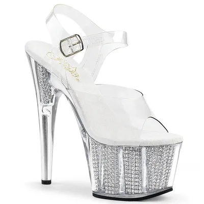 Produktbild von ADORE-708SRS Damen Sandale von Pleaser, Transparent Silber , EU 41, US 11