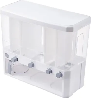 Immagine prodotto di Contenitore per riso e cereali/contenitore per alimenti - Contenitore con 5 scomparti - Acrilico per uso alimentare - Grande capacità - Riutilizzabile - Grigio chiaro