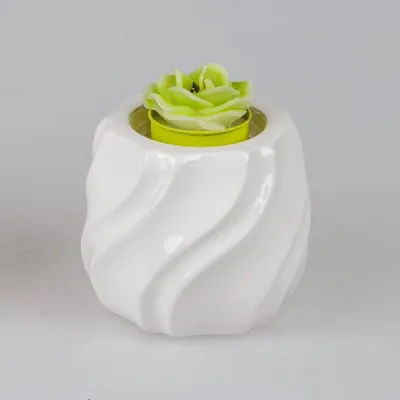 Produktbild von Teelichthalter "Wave-weiß" Kerzenhalter D. 8 cm H. 8 cm weiß Keramik Formano