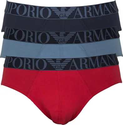 Produktbild von EMPORIO ARMANI Herren Briefs Slips Organic Stretch Baumwolle im Multipack M Brief/Rot/Marine/Aviation
