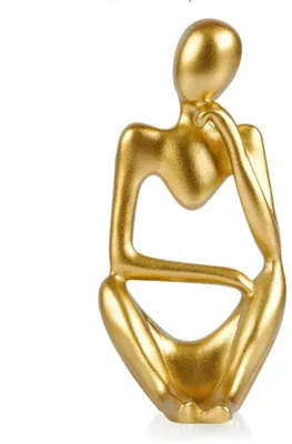 Image de Sculpture abstraite "Penseur" Unyqoos®, fabriquée en résine de haute qualité – objet de décoration moderne et minimaliste pour la maison et le bureau, pour les étagères et les bureaux, disponible en différentes couleurs