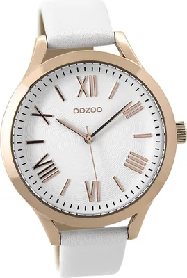 Produktbild von Oozoo Leder Damen Uhr matt Analog Armband weiß Timepieces D2UOC9476A