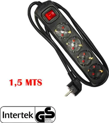 Immagine prodotto di Multipresa con 4 prese Schuko + interruttore, 1,5 m, 3x1,5 mm, nero, Edm