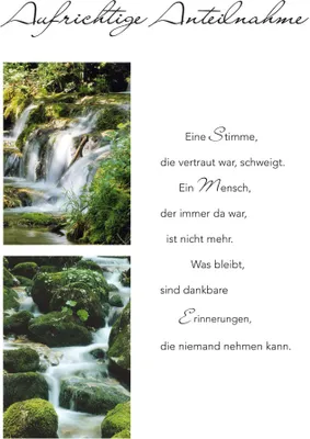 Produktbild von Trauer – Beileid - Kondolenzkarte im Format 11,5 x 17 cm mit