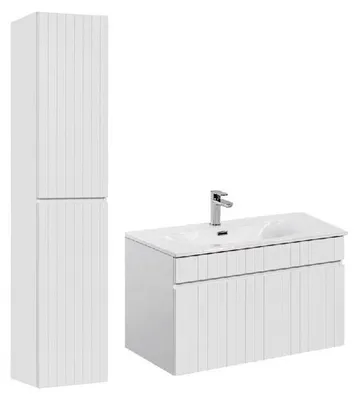 Image de meuble vasque à encastrer 80 cm + colonne Emblematic White