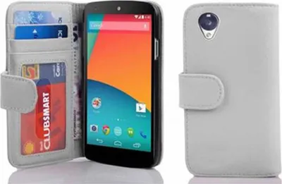 Produktbild von Cadorabo Hülle für LG Google NEXUS 5 in Weiß Backcover Handy Schutz Hülle Book Case Booklet Kartenfächer