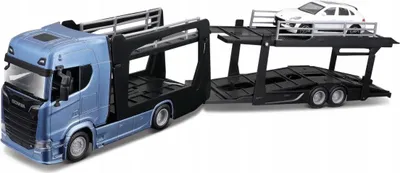 Zdjęcie produktu dla Ciężarówka Scania 770 S Laweta Porsche Macan 1:43 Model Bburago 18-31467