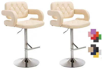Produktbild von CLP 2er Set Barhocker Dublin höhenverstellbar und drehbar creme