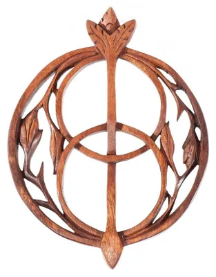 Produktbild von Wandschmuck Chalice Wells Avalon Wandbild groß geschnitztes Ornament H
