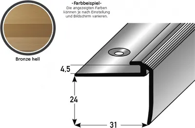 Produktbild von Einschubprofil "Kilkenny" mit Nase für Designbeläge, Einfasshöhe 5 mm, Aluminium eloxiert, gebohrt-bronze hell-2700