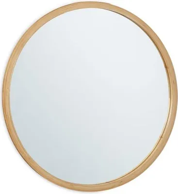 Image de Miroir mural rond en bambou 61 cm