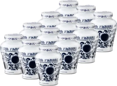 Produktbild von Food-United AMARENA FABBRI 1905 Opaline 12x600g Amarena-Kirschen aus Italien halb-kandiert in Sirup - ohne Aroma- Farb- & Konservierungsmittel & Koscher-Halal, für Amare-Kirschen-Becher-Eis oder für Amarena-Sorbets-Cocktails-Desserts, GVO-Frei Glute
