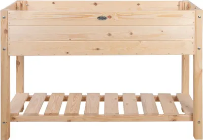 Immagine prodotto di Aiuola rialzata in legno naturale, forma a L, dimensioni: lunghezza 40,6 cm, larghezza 118,6 cm, altezza 78 cm - Colore beige