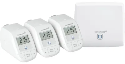 Produktbild von Smart Home Starter Set Heizen (weiß, Homematic IP Access Point (HmIP-HAP), 3x Homematic IP Heizkörperthermostat - basic (HmIP-eTRV-B))