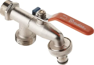 Produktbild von Bradas Wasserhahn 3/4 " Wandanschluss Schlauchadapter Kugelhahn Doppelanschluss