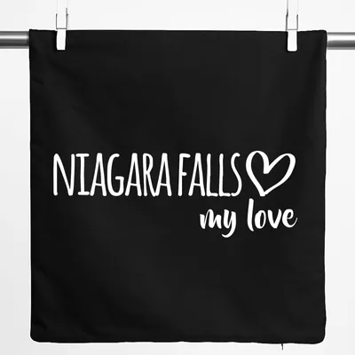 Produktbild von Huuraa Kissenbezug Niagara Falls my love 40x40cm Black Baumwolle Dekokissenbezug Geschenkidee