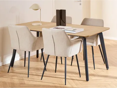 Produktbild von Cadiz Essgruppe Tisch mit 4 Stühlen natur, beige.
