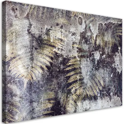 Produktbild von Leinwandbild Goldene Farnblätter 90x60 Feeby Grün bild für die wand bereit zum aufhängen