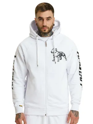 Produktbild von Amstaff Herren Zip Hoodie Logo 2.0, Farbe:weiß/schwarz, Größe:L
