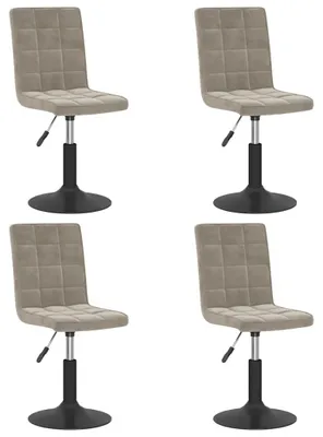 Image de vidaXL Chaise de salle à manger 4 pcs. Pivotantes Gris clair Velours