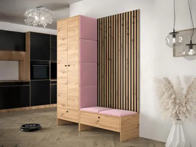 Obrázek produktu pro Stěna do chodby ZAMORA 3 - dub artisan / růžová