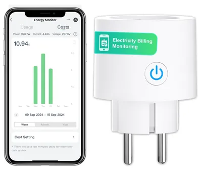 Immagine prodotto di Prese intelligenti - Presa smart Wi-Fi - Misurazione del consumo energetico - 16 A - Protezione da sovraccarico - Compatibile con Alexa e Google Assistant