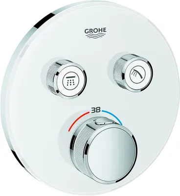 Produktbild von GROHE THERMOSTAT MIT 2 ABSPERRVENTILEN, Badewanne & Dusche, Drehventile, Metall, Weiß
