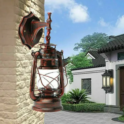 Produktbild von Vintage Wandleuchte Metall E27 Retro Antike Laterne Lampe Leuchte Licht (Rote Bronze) für Wohnzimmer Schlafzimmer Bar Café Restaurant Garten Außen