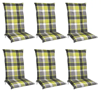 Immagine prodotto di Beautissu Set di 6 cuscini per sedie con schienale alto 120x50 cm Rivestimento verde a quadri