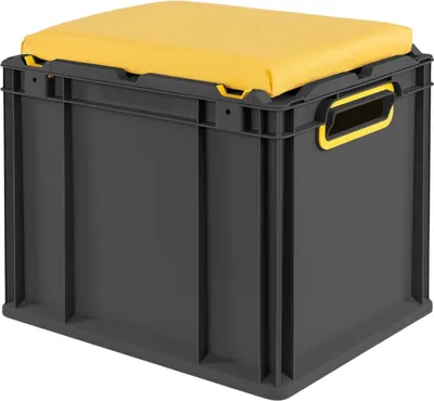Produktbild von Eurobox NextGen Seat Box Gelb | HxBxT 36,5x30x40cm | 30 Liter | Griffe offen | Schwarz | Eurobehälter, Sitzbox, Transportbox, Transportbehälter, Stapelbehälter