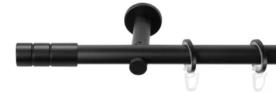 Produktbild von SN Deco Gardinenstange Zürich, 25 mm, 1-läufig, Stahl, Komplett-Set mit Ringen, Auflageträger, 120 cm, schwarz