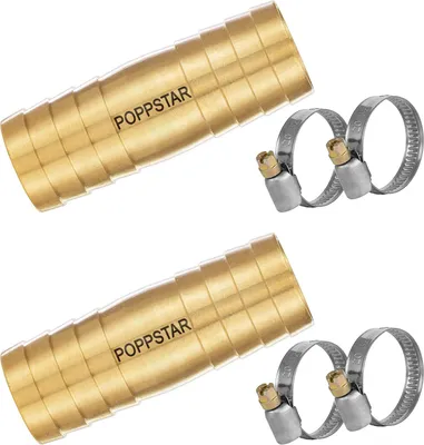 Imagen del producto de Conector de manguera de latón de 3/4 de pulgada con 4 abrazaderas de acero inoxidable para mangueras de jardín de 3/4" (19 mm)