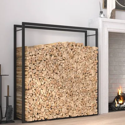 Produktbild von Möbel Brennholzregal Mattschwarz 110x28x116 cm Stahl - Kaminholzregale &29474