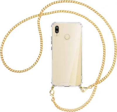 Produktbild von Handykette Backcover-Schutzhülle mit Band (Metall goldfarben) für Huawei P20 lite - goldfarbene Kette