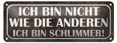 Produktbild von Blechschild Spruch 27x10cm bin nicht wie andere schlimmer Dekoration