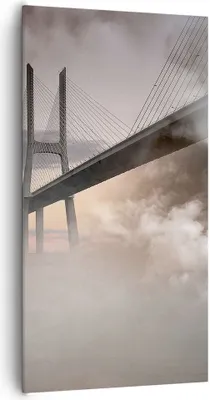 Produktbild von Bild auf Leinwand - Leinwandbild - Brücke Nebel Wasser - 65x120cm - Wand Bild - Wanddeko - Leinwanddruck - Bilder - Kunstdruck - Wanddekoration - Leinwand bilder - Wandkunst - PA65x120-3525