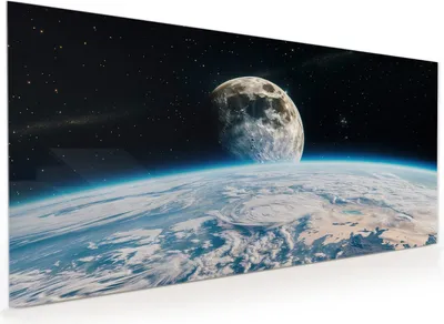Produktbild von Küchenrückwand Spritzschutz Glas mit Motiv Mondüberblick 40 x 40 cm