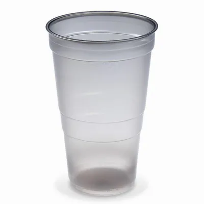 Produktbild von 100x Mehrwegbecher Pfandbecher rauch-grau transparent PP Eichstrich 0,5 l Ø 9,5 cm