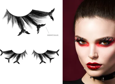 Immagine prodotto di Halloween Bat Cat Eyelashes Costume Make-Up Black Dramatic Stage Carnival Party Look Dark Fantasy Masquerade Theatrical, Colore: Orange