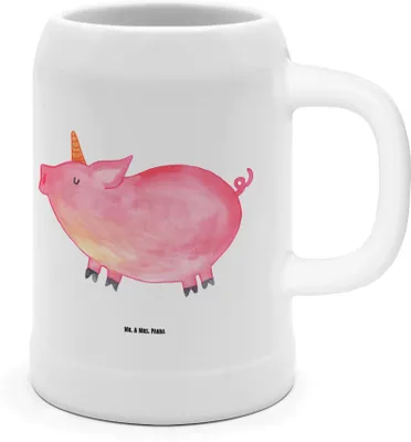 Produktbild von Mr. & Mrs. Panda Seidel Einhorn Schwein - Weiß - Geschenk, Humpen, Spaß, Deko, Spruch, Keramikkrug, Bierhumpen, Steinkrug, Krug, Englisch