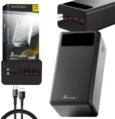 Produktbild von Powerbank 50000mAh 5V Power Bank USB C Micro-USB Lightning Robustes Gehäuse Lithium-Polymer-Akku Digitale Anzeige Externe Handyakkus Kompakte Größe 4 Geräte gleichzeitig LED-Taschenlampe Powerbank
