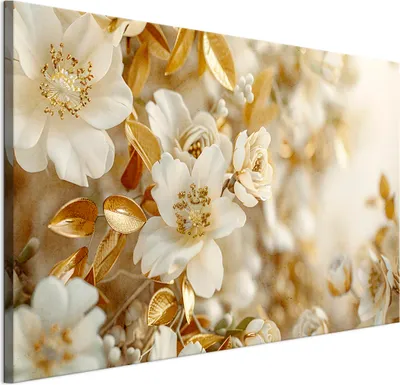 Produktbild von LUMASOUL Leinwand Bilder 120x80 cm, Leinwandbild Blumen Motiv, Wandbilder Holzrahmen und Webstuhl Wohnzimmer und Schlafzimmer, 1 teilig