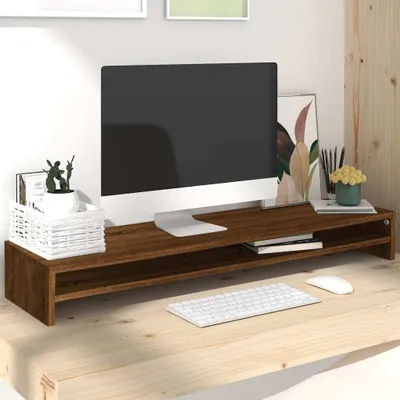 Produktbild von Möbel Monitorständer Braun Eichen-Optik 100x24x13 cm Holzwerkstoff - Monitorständer 815293