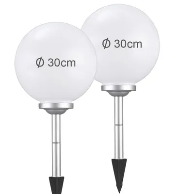 Produktbild von Dalux® Solar-Kugel-Dekoleuchte OLA Garten 2er Set : 30cm + 30cm