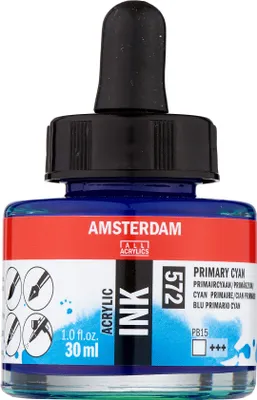 Obrázok produktu pre Amsterdam Fľaštička s akrylovým atramentom 30 ml primárne azúrová 572