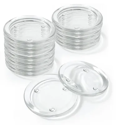 16er-Set runde Glas-Kerzenuntersetzer 10 cm transparent